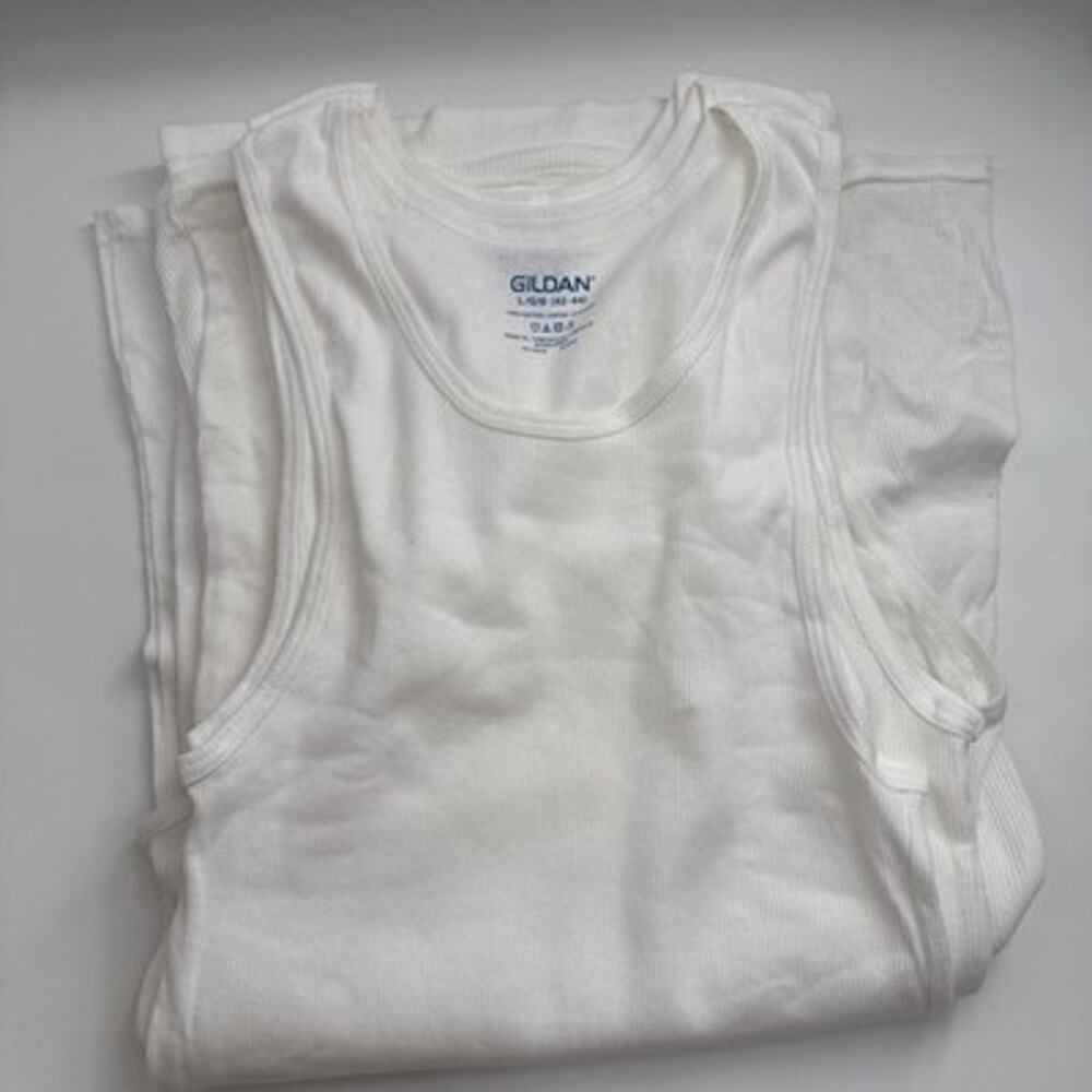 Gildan Mens A-Shirts Sleeveless White Size Large [42-44] Slightly Imperfect, 6pk